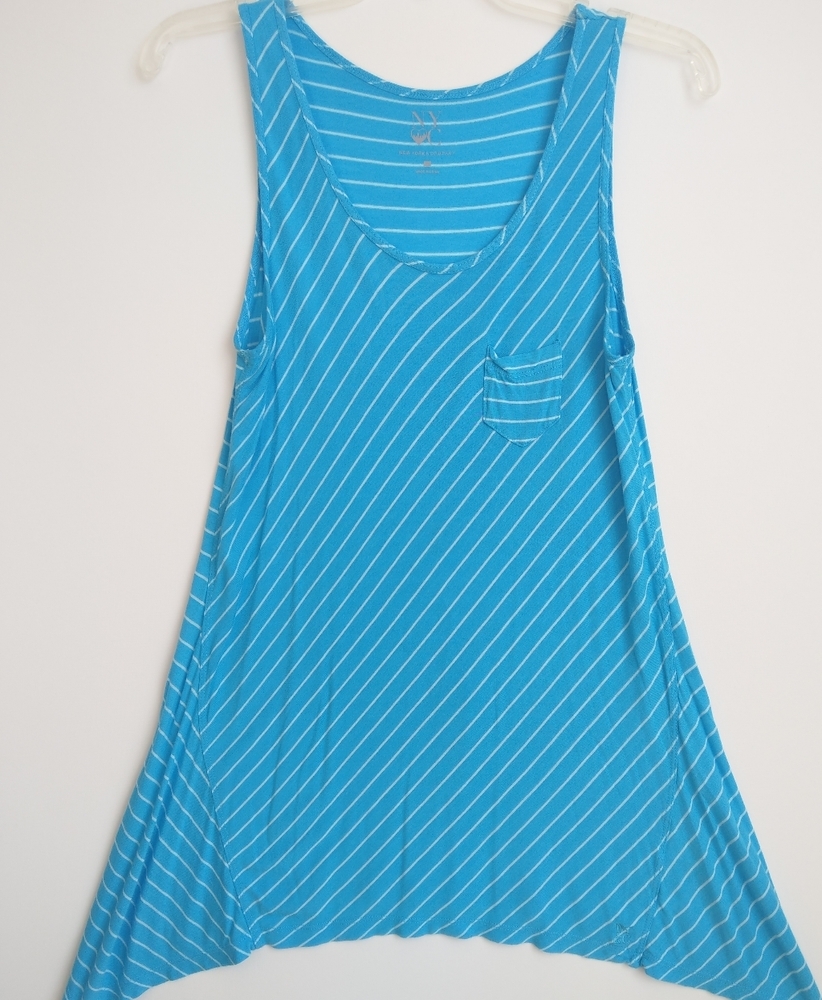 New York & Company pinstripe high low blouse